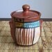 Ceramic Honey Jar - Salt Fired Stoneware Honey Jar with abstract surface design
