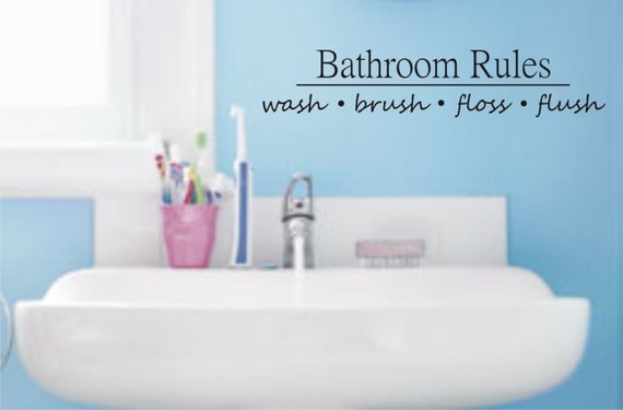 BATHROOM RULES decal sticker wall vinyl cute words nice clean