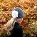 Charcoal Gray Fun and Flirty Cap (Beanie) with Visor/Brim In High Quality Yarn With Detachable Flower