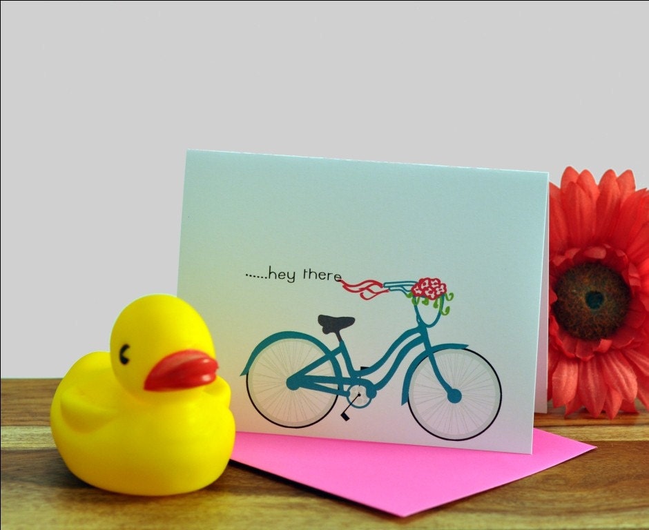 Cheerful Pink Blue Bicycle Birthday Card