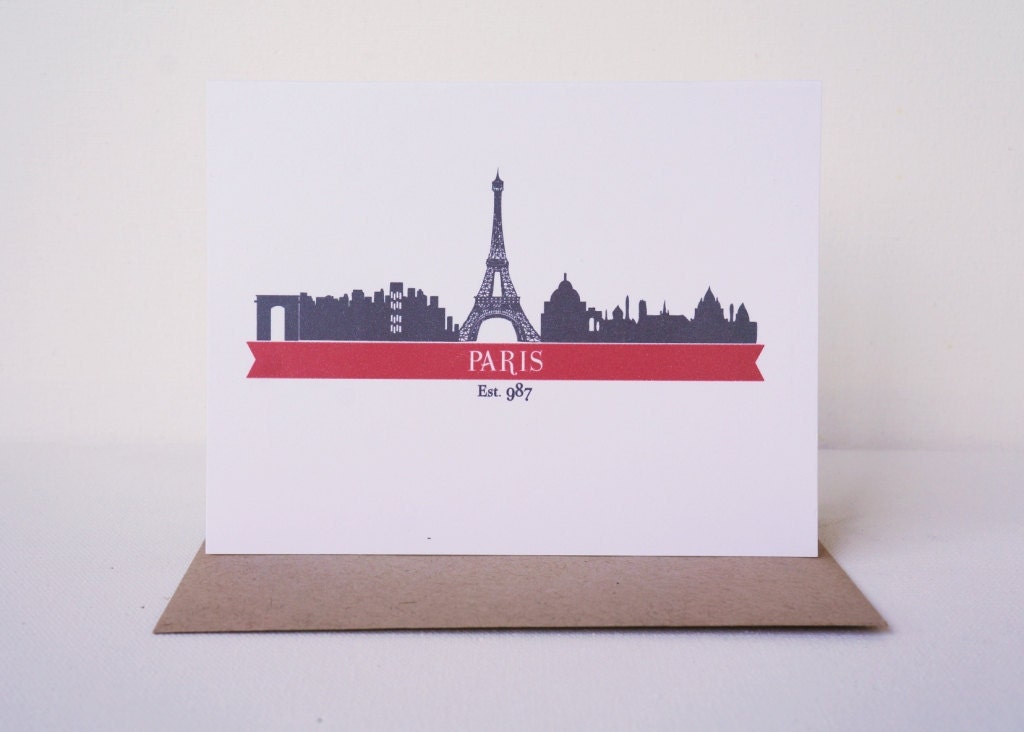 Paris Skyline Cityscape Greeting Card