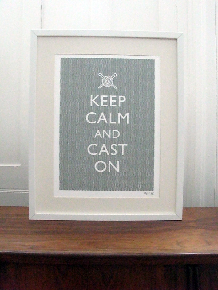 A3 Keep Calm and Cast On print in grey
