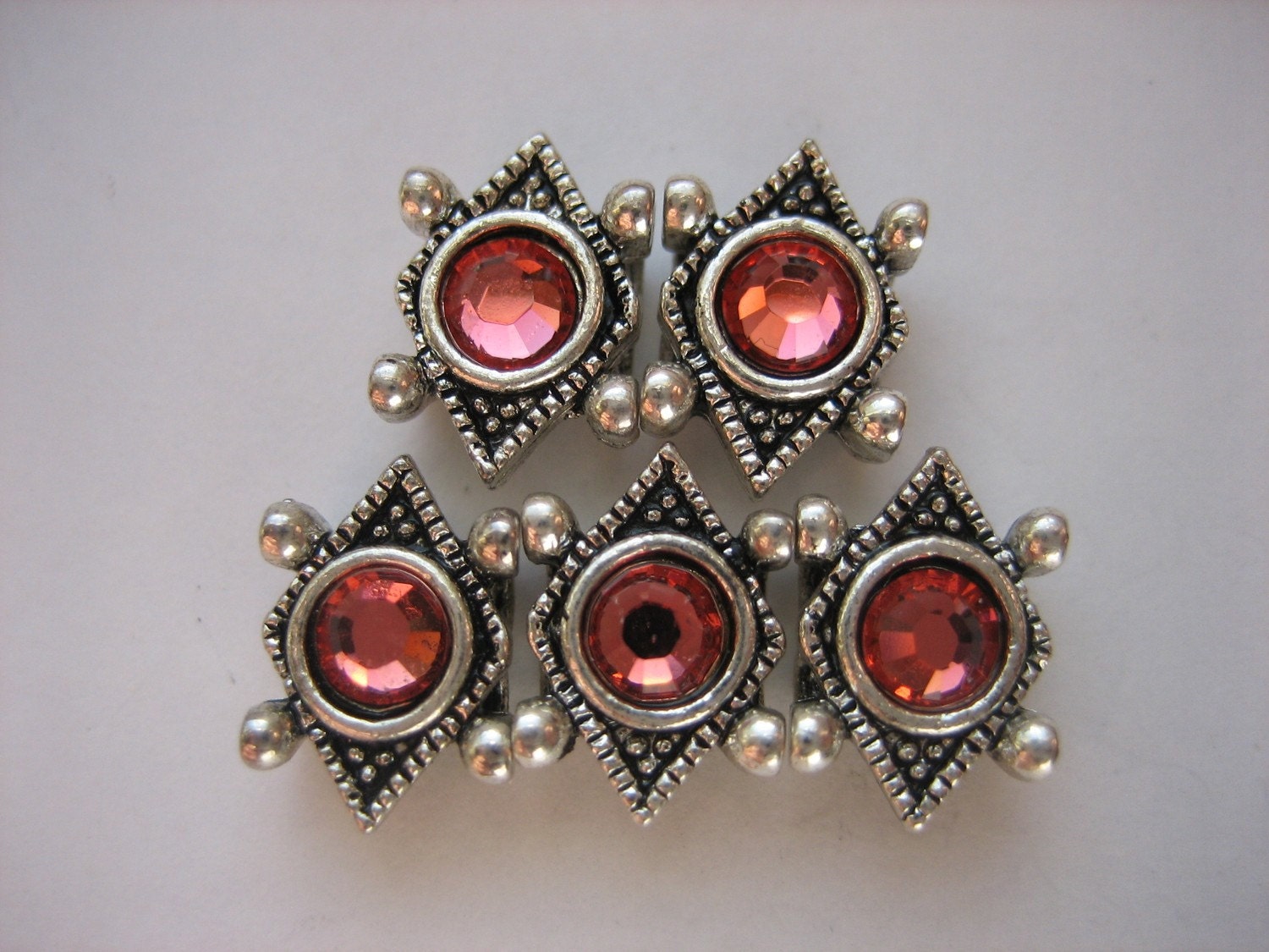 5 Pieces - Padparadscha Diamond Point Swarovski Crystal Slider