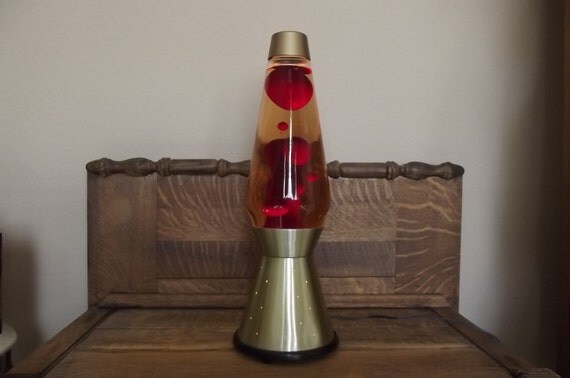 Brass 1960s Red Lava Lamp ///// Reduced Price by austinbaubles