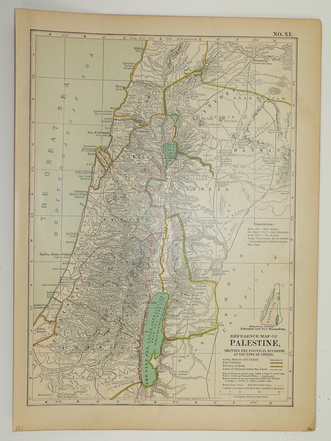 Antique 1911 Map Of Ancient Palestine Israel By OldMapsandPrints