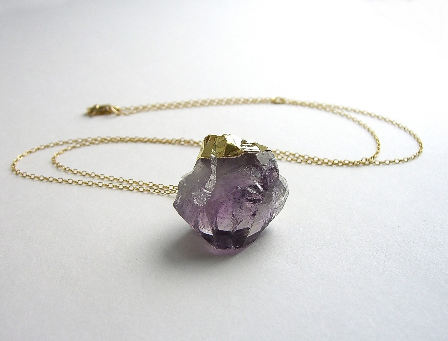 Gold-fill Raw Amethyst Necklace gold fill
