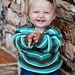 Hand Knit Baby Sweater, Unisex -- Childrens Clothing -- SOMERSET PLACE -- Turquoise and Brown Striped -- Perfect for Spring Baby Showers