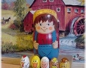 Young Farmer with  Animals Wooden Toys - Waldorf Playset for Children, Country Western