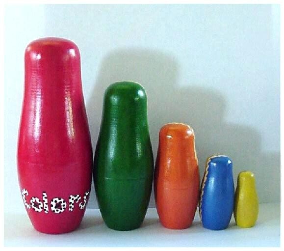 Colorful Veggies and Fruits Wooden Waldorf dolls 5pcs set -Educational toys
