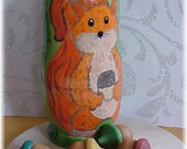 Colorful Acorns with Large Squirrel -Educational Wooden Toy Doll for Kids, 11pcs Woodland