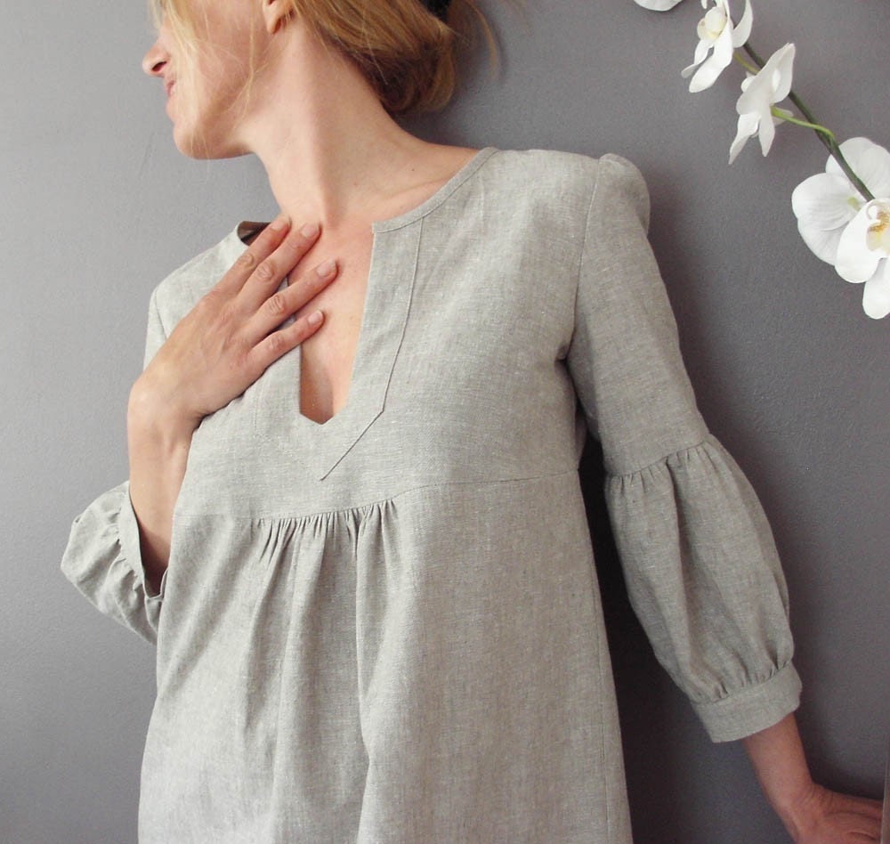Dress or Tunic - My Garden - Hemp linen color