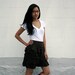 CLEARANCE - Modern Layered Cowgirl Western Country Skirt Ruffles Dark Brown Black Cotton - DAWN