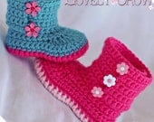 Crochet Pattern Baby Booties for Baby Garden Boots -  4 sizes - Newborn to 12 months. digital