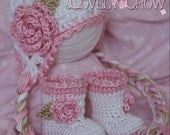 Baby Girl Crochet Patterns Sugar and Spice Set.  Includes Sugar and Spice Earflap Beanie, and Baby Sugar and Spice Boots. digital