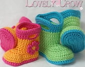 Rainboots Crochet Pattern Baby Rainboots  for Baby Goshalosh Boots -  4 sizes - Newborn to 12 months. digital