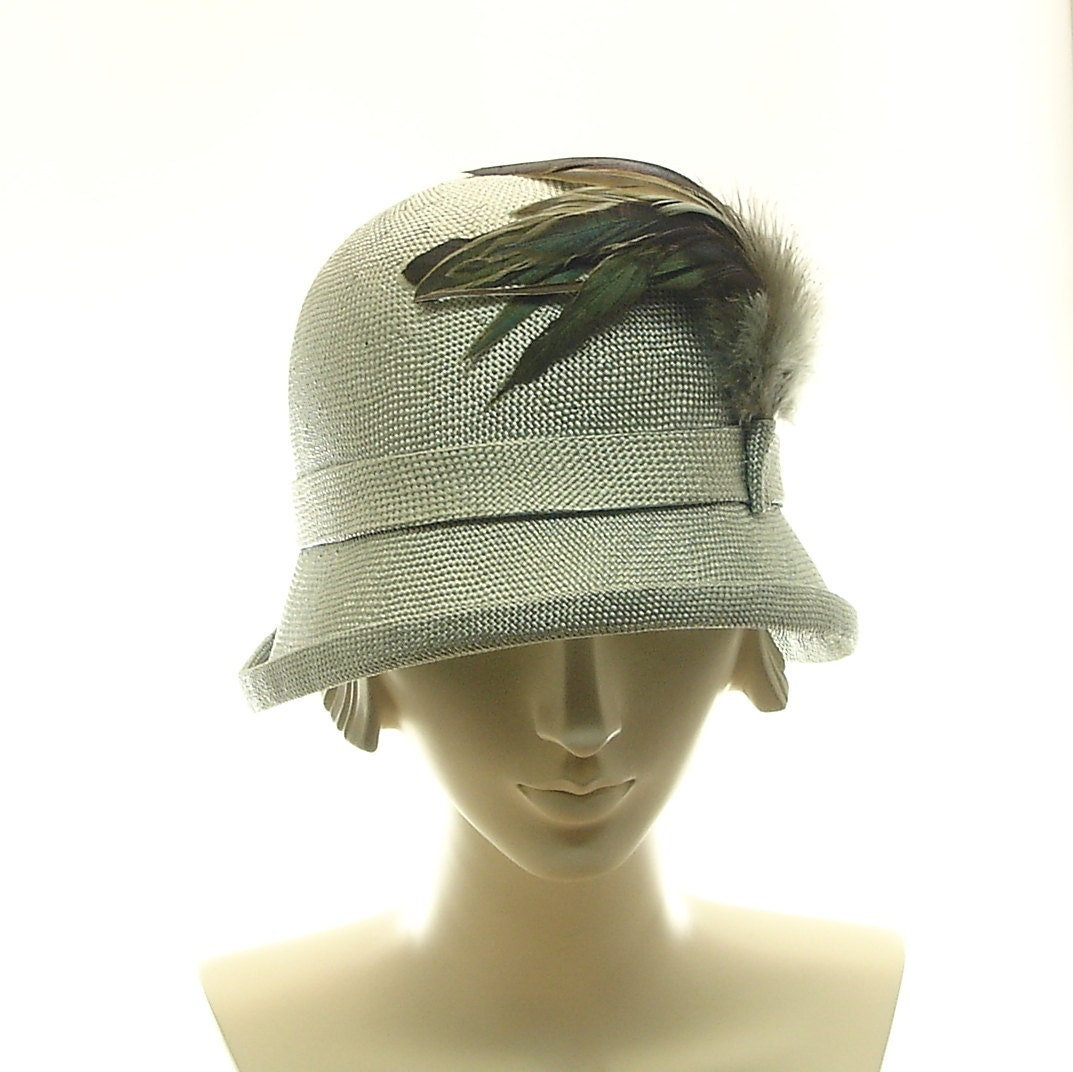 Blue Green Cloche Hat for Women - 1920s Vintage Style Hat - Flapper Hat