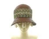 Brown Straw Cloche Hat - 1920s Vintage Style Straw Hat - Downton Abbey Hat