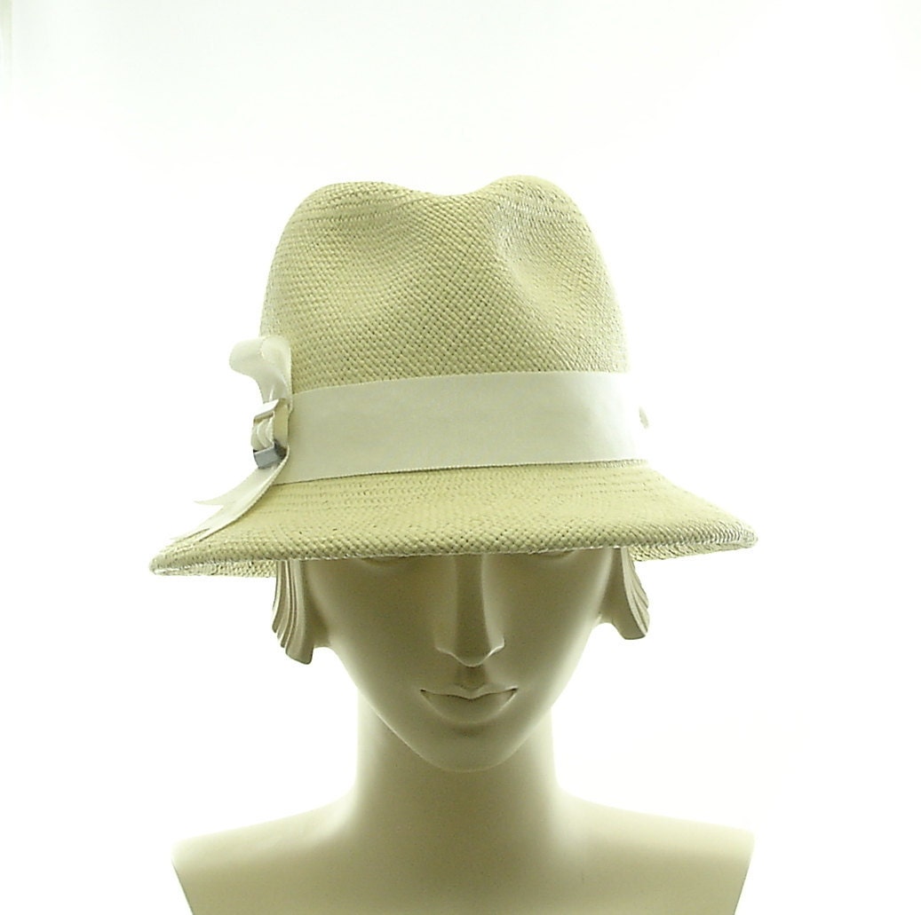 Light Green Vintage Style Womens Fedora - Panama Straw Hat