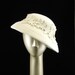 Handmade Cloche Felt Hat in Winter White Fur Felt with Hand Cut Oak Leaves - The Millinery Shop