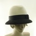 Art Deco Felt Fedora Hat for Women - VIntage Style Hat - Winter White & Charcoal Gray