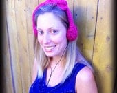 Magenta Bow Crocheted Headphones