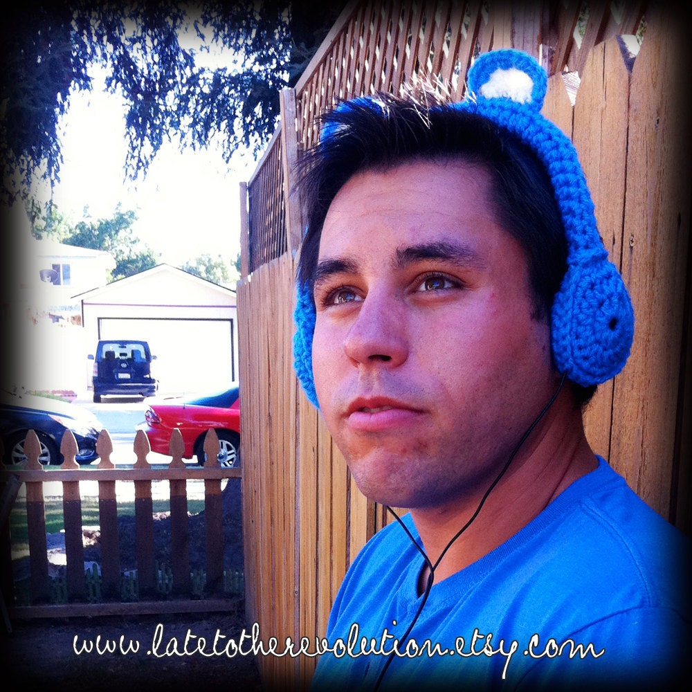 Cornflower Carebear Crocheted Headphones