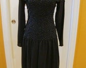 Gorgeous Vintage Black Dress with Soutache Trim
