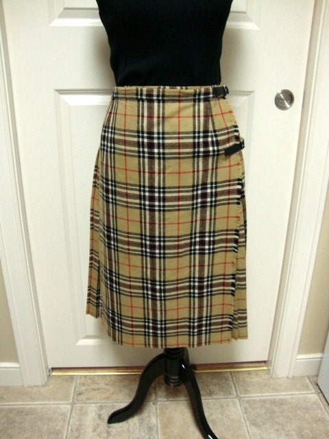 Vintage Burberry Plaid Wrap Skirt by wearitagainpatty on Etsy