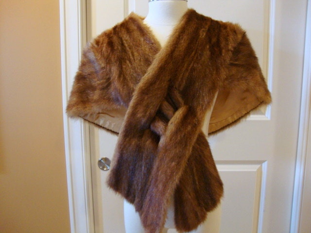 Fabulous Vintage Faux Russian Squirrel Stole/Capelet