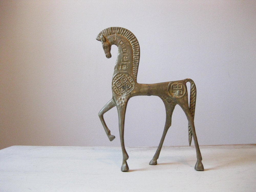mid century Etruscan brass horse