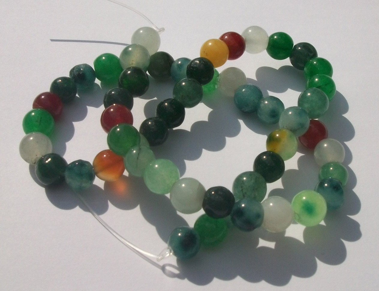 Gemstone Round Beads 8mm MULTI rounds -- 1 strand