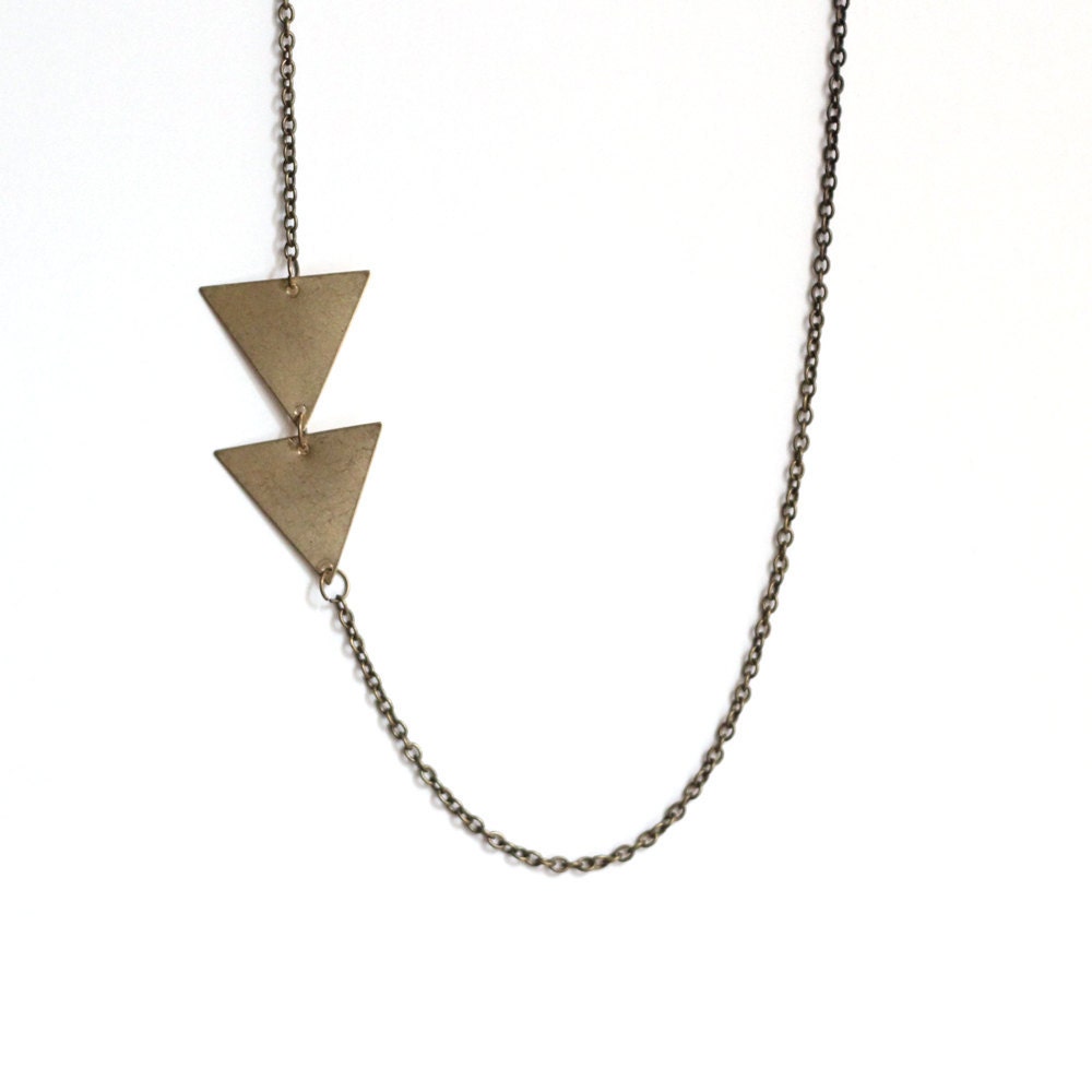 asymmetrical brass arrow necklace