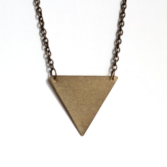 inverted brass triangle necklace