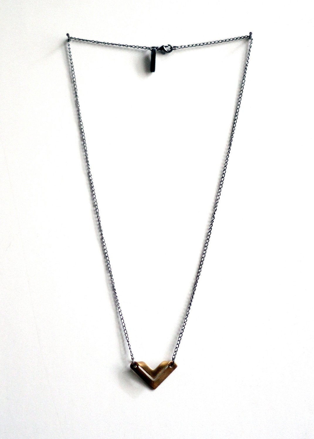 folded brass triangle necklace