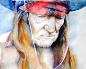 Art Print--Willie Nelson--watercolor painting--Country Music Icon