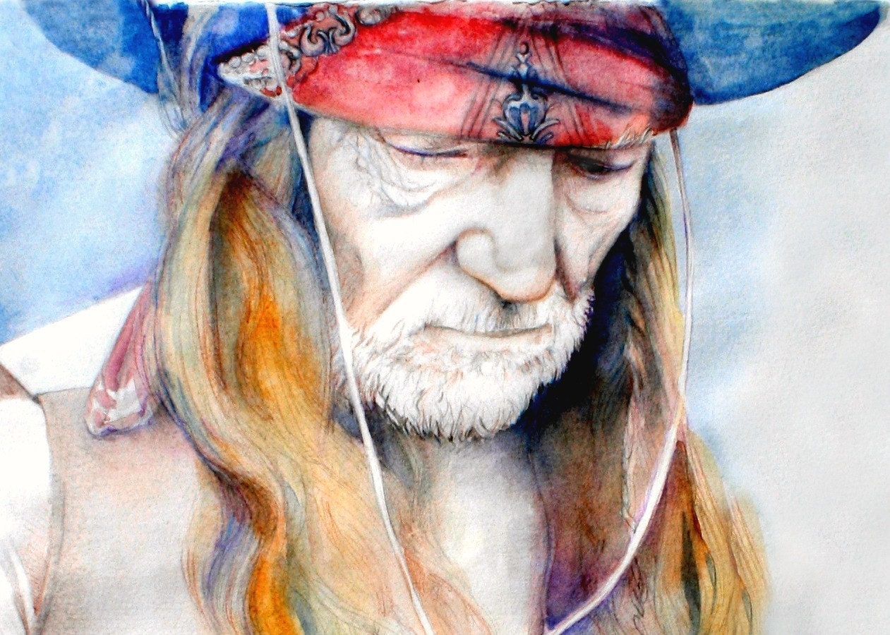 Art Print--Willie Nelson--watercolor painting--Country Music Icon