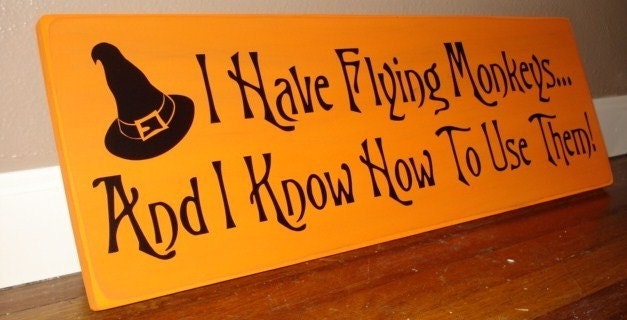 FLYING MONKEYS wood/vinyl sign HALLOWEEN