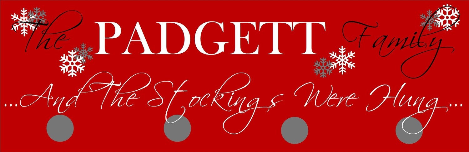 Custom Stocking Hanger Vinyl Wood Sign