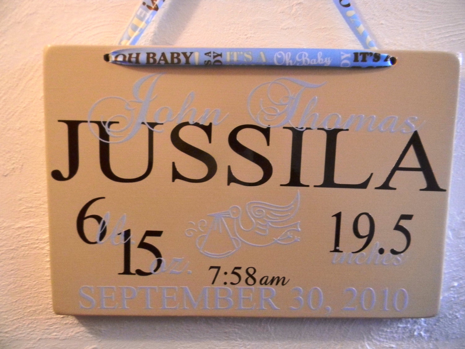 Birth Information Wood Vinyl Sign