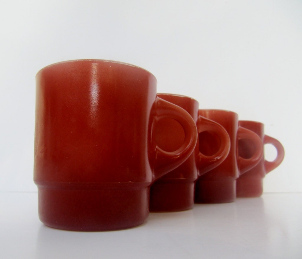 Fire King Brown Mid Century Diner Stackable Mugs