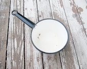 Vintage Black and White Enamelware Sauce Pan