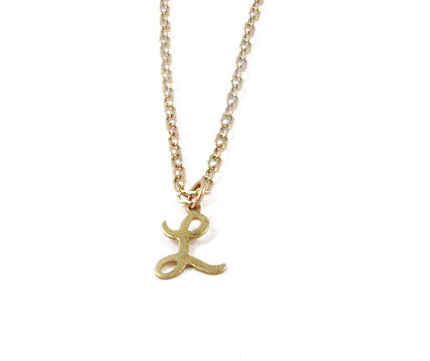 Gold Initial Necklace, Personalized Initial Necklace, Vintage Initial, Keepsake Necklace, Script Initials - Vintage Initial