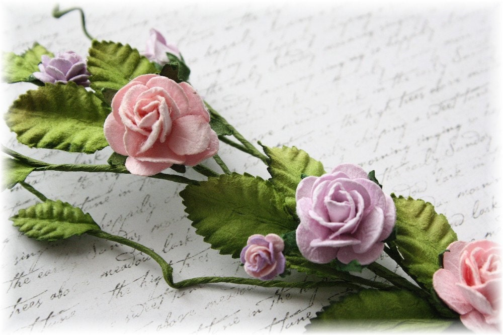 Lavender and Pink Rose Vine for Scrapbooking