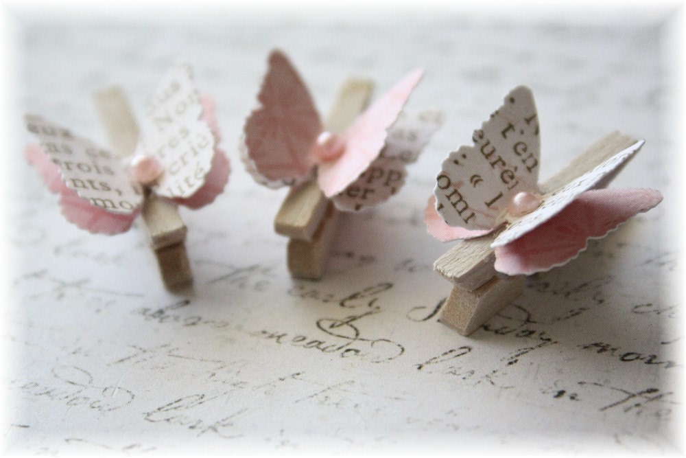 Mini Wooden Clothes Pin Butterfly Embellishment for Scrapbooking, Cardmaking, Altered Art, Text