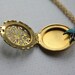 White Filigree Locket and Blue Bird Necklace, Round Pendant, Bridal Jewelry, Shabby Chic Fashion, Gold Plated Chain