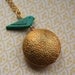 Vines Perfume Locket Pendant with Turquoise Blue Bird, Long Chain, Large Necklace, Floral Round Pendant, Vintage Style, Fashion Jewelry