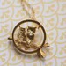 Gold Owls Pendant Necklace, 14kt Gold FIlled Chain, Small Branch, Upcycled Vintage Charm, Two Owls Jewelry, Cute Fashion Gift