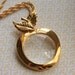 Apple Magnifying Glass Necklace, Long Pendant, Gold Chain, Fruit Jewelry, Reading Magnifier, Unique Jewellery
