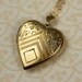 Vintage Gold Heart Locket Necklace, Stripes and Flowers, 1940s Art Deco Style Pendant, Removable Photo Frames, Small to Medium Size