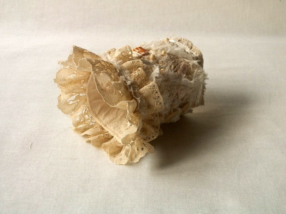 Victorian bridal lace cuff. Asymmetrical unique bright bracelet. Made for order.